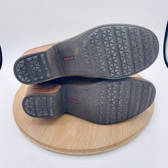 Teva Boots Womens 9 Brown Leather Foxy Ankle Boho Festival Harness Zip - Picture 11 of 11